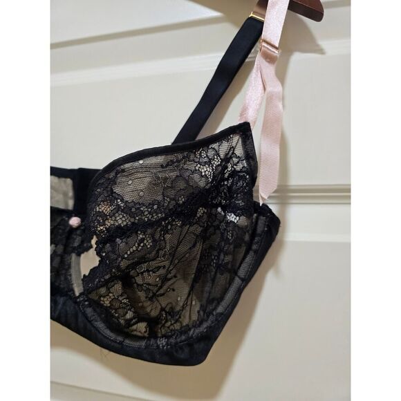 CACIQUE Delicate Lace with Cutouts Unlined Demi Bra Women's Size 38DDD - Picture 3 of 6